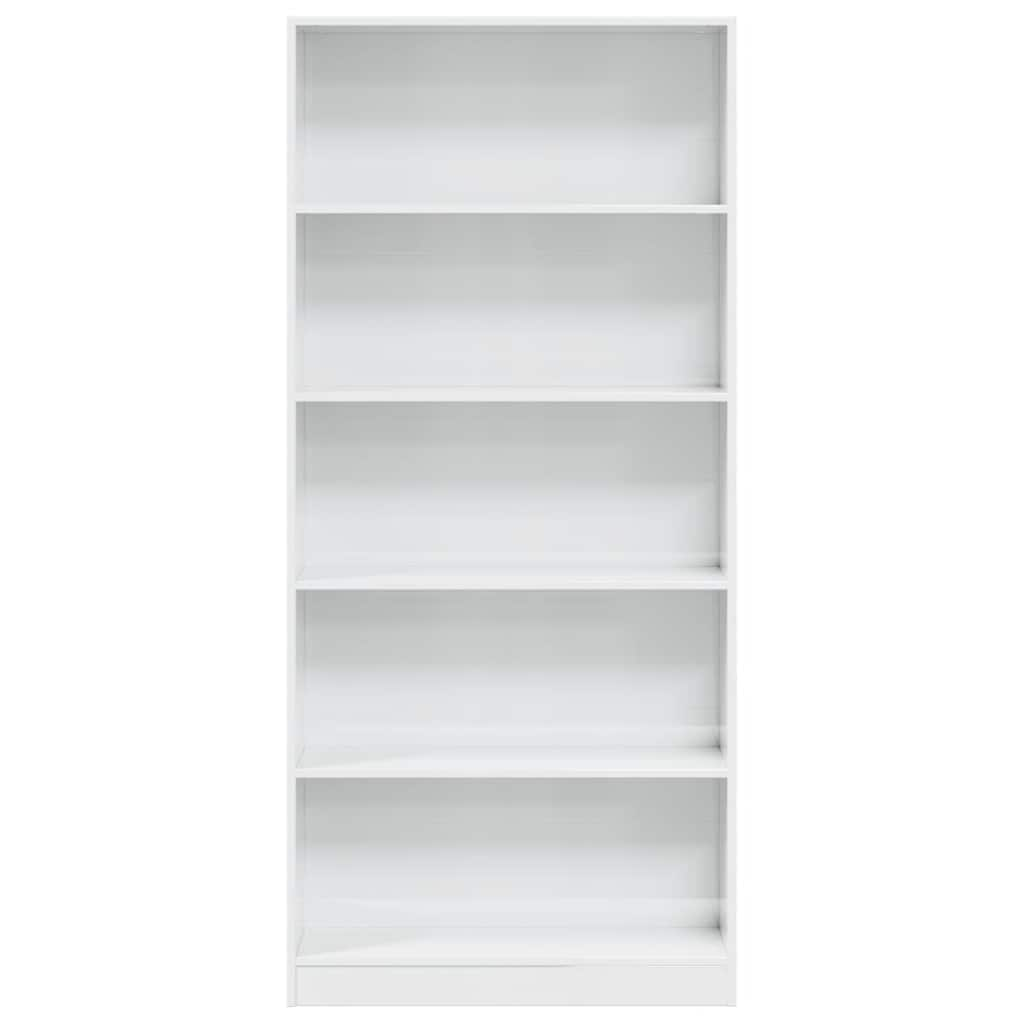 Libreria Bianco Lucido 80x24x176 cm in Legno Multistrato