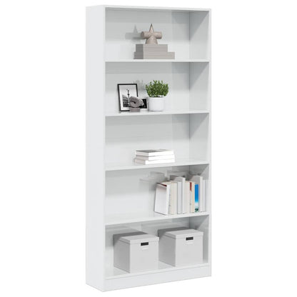 Libreria Bianco Lucido 80x24x176 cm in Legno Multistrato