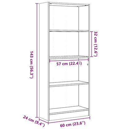 Libreria Bianco Lucido 60x24x143 cm in Legno Multistrato