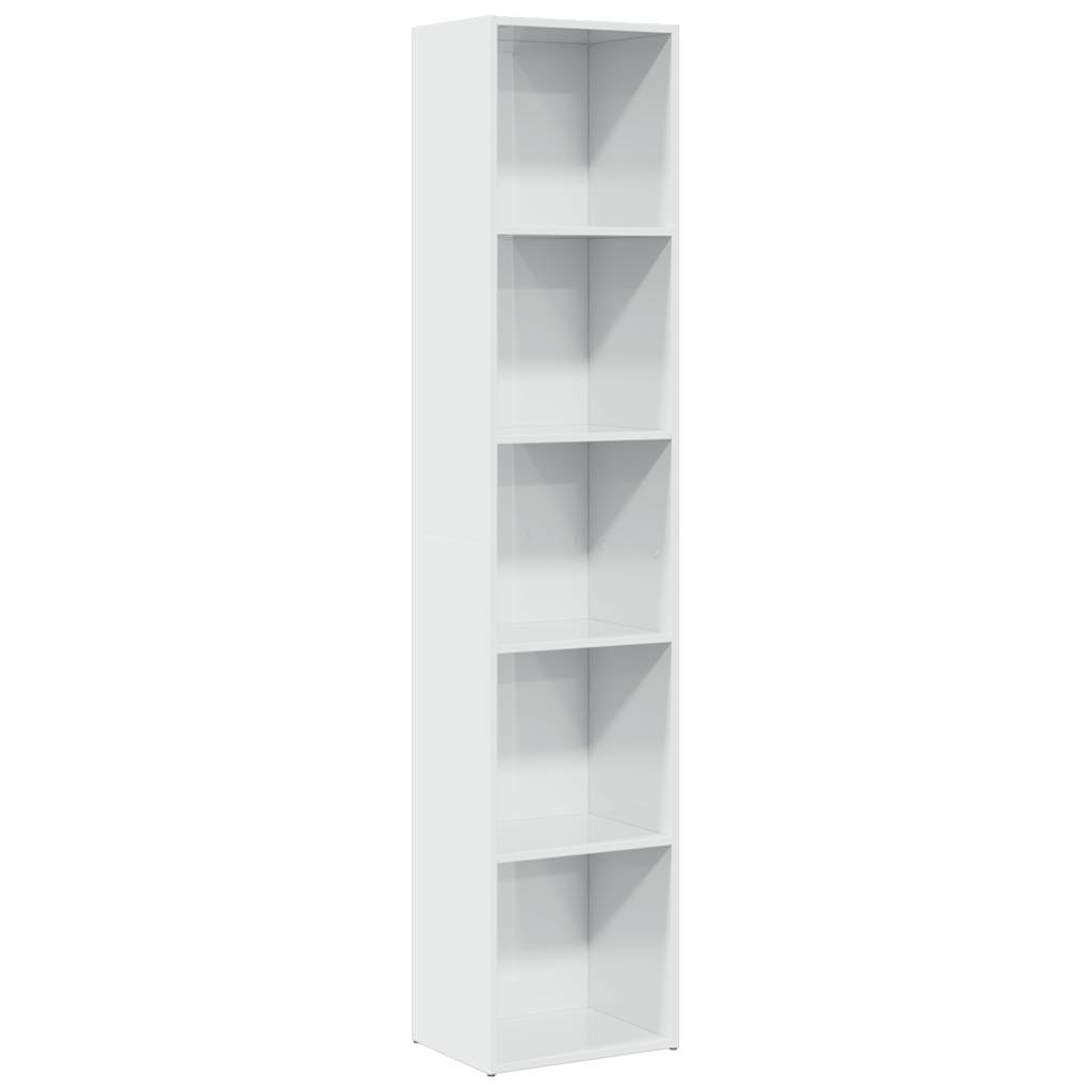 Libreria Bianco Lucido 40x30x189 cm in Legno Multistrato