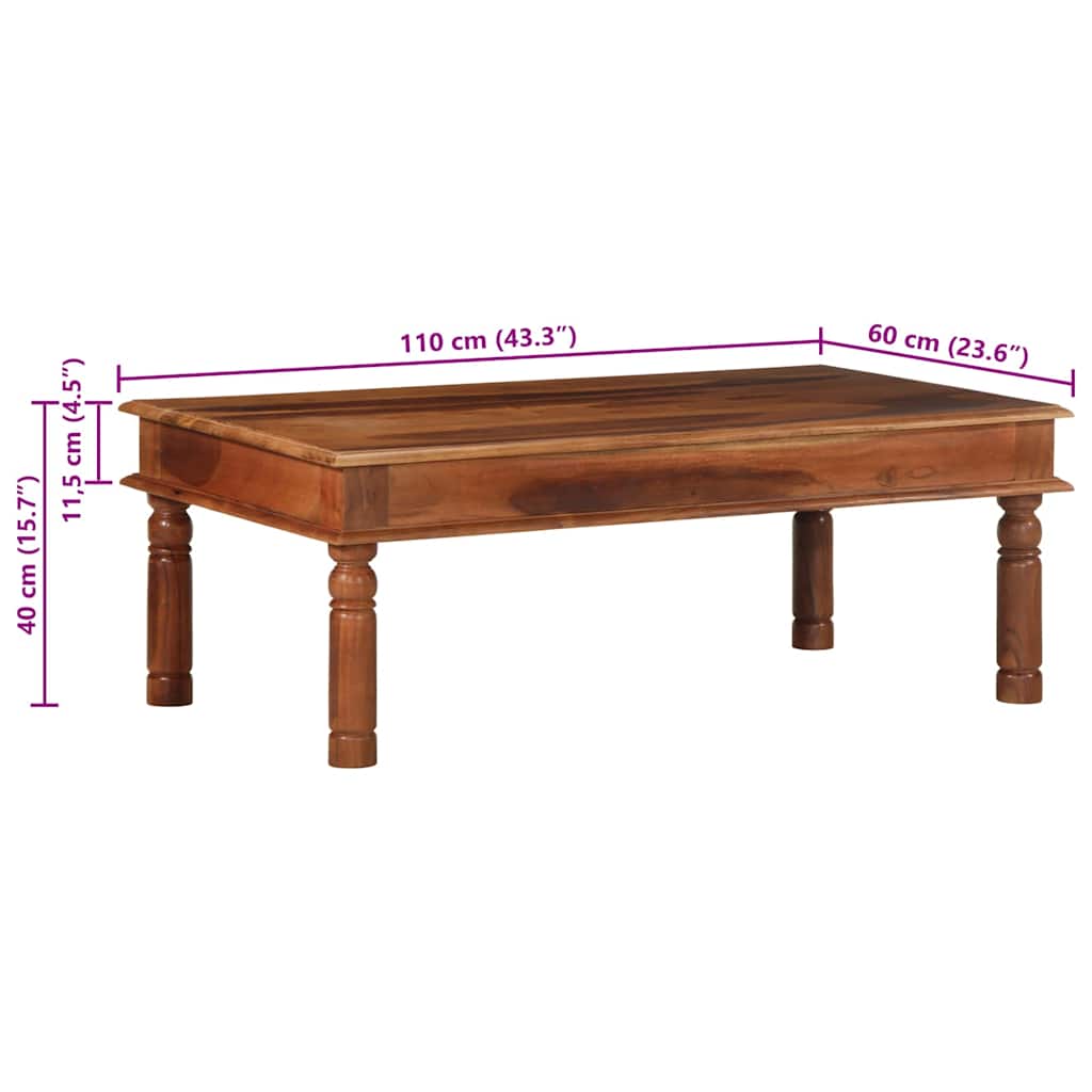 Tavolino da Salotto 110x60x40 cm in Legno Massello di Acacia | homemem39