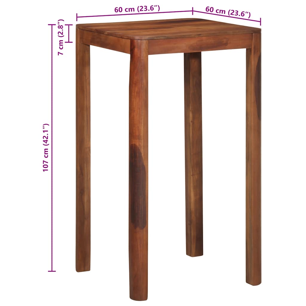 Tavolo da Bar 60x60x107 cm in Legno Massello di Acacia | homemem39