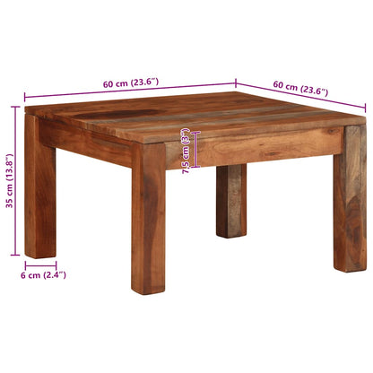 Tavolino da Caffè 60x60x35 cm in Legno Massello di Acacia