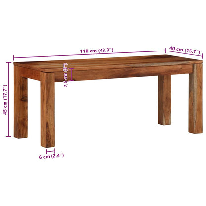 Panca 110 cm in Legno Massello di Acacia | homemem39