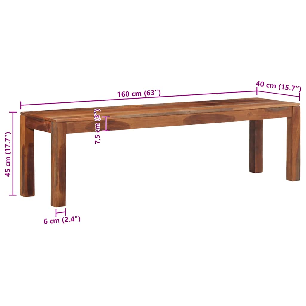 Panca 160 cm in Legno Massello di Acacia