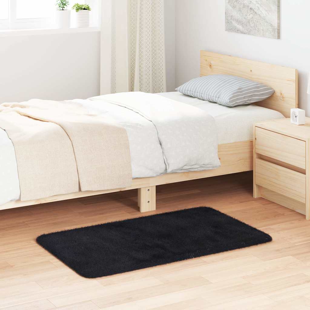 Tappeto Shaggy a Pelo Lungo NAVARRA Nero 60x100 cm poliestere | homemem39
