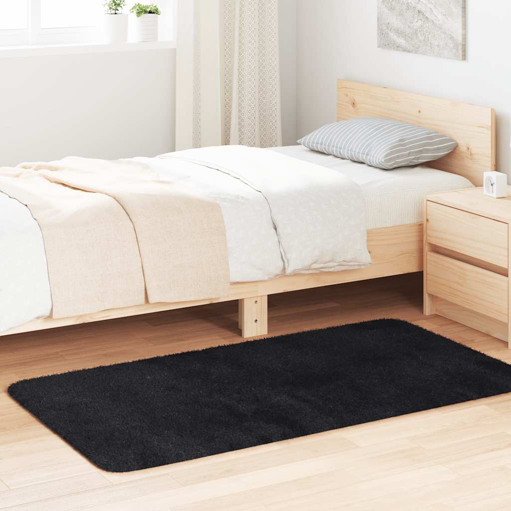 Tappeto Shaggy a Pelo Lungo NAVARRA Nero 80x150 cm poliestere | homemem39