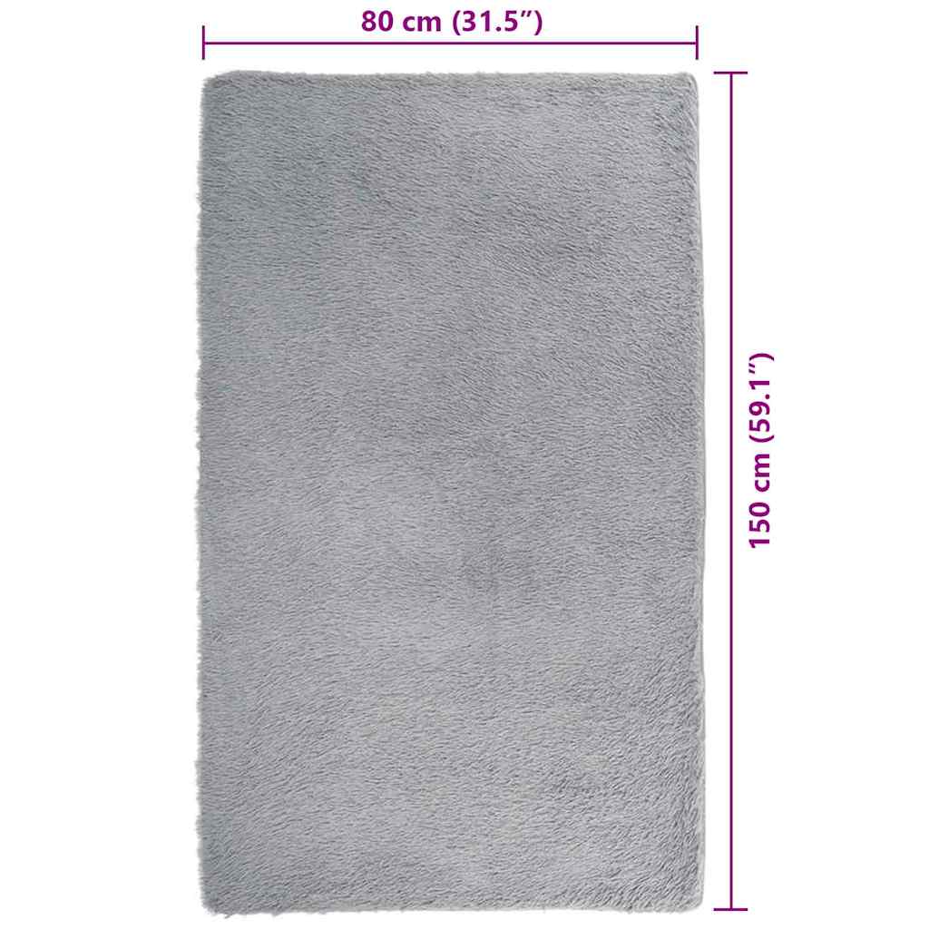 Tappeto Shaggy a Pelo Lungo NAVARRA Grigio Argento 80x150 cm - homemem39