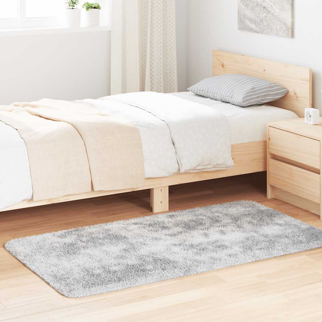 Tappeto Shaggy a Pelo Lungo NAVARRA Grigio Argento 80x150 cm - homemem39