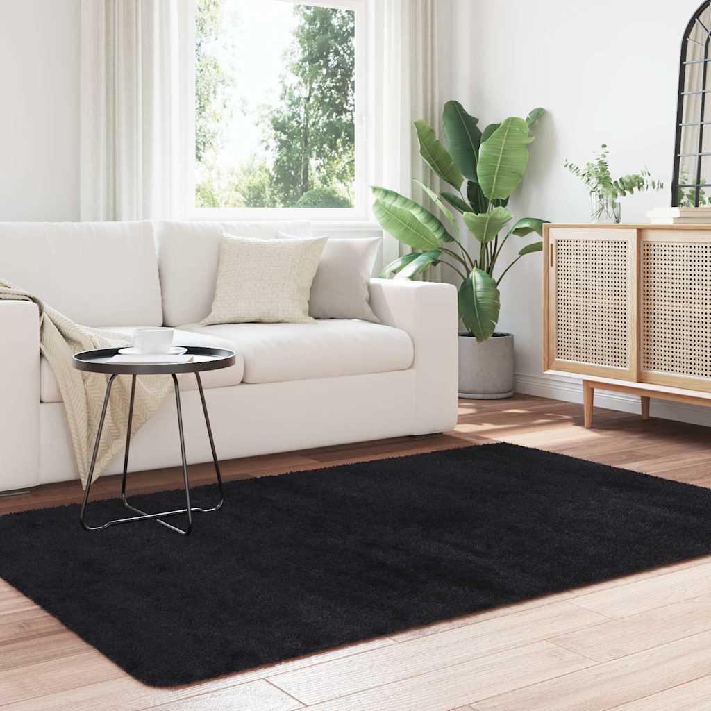 Tappeto Shaggy a Pelo Lungo NAVARRA Nero 130x200 cm poliestere