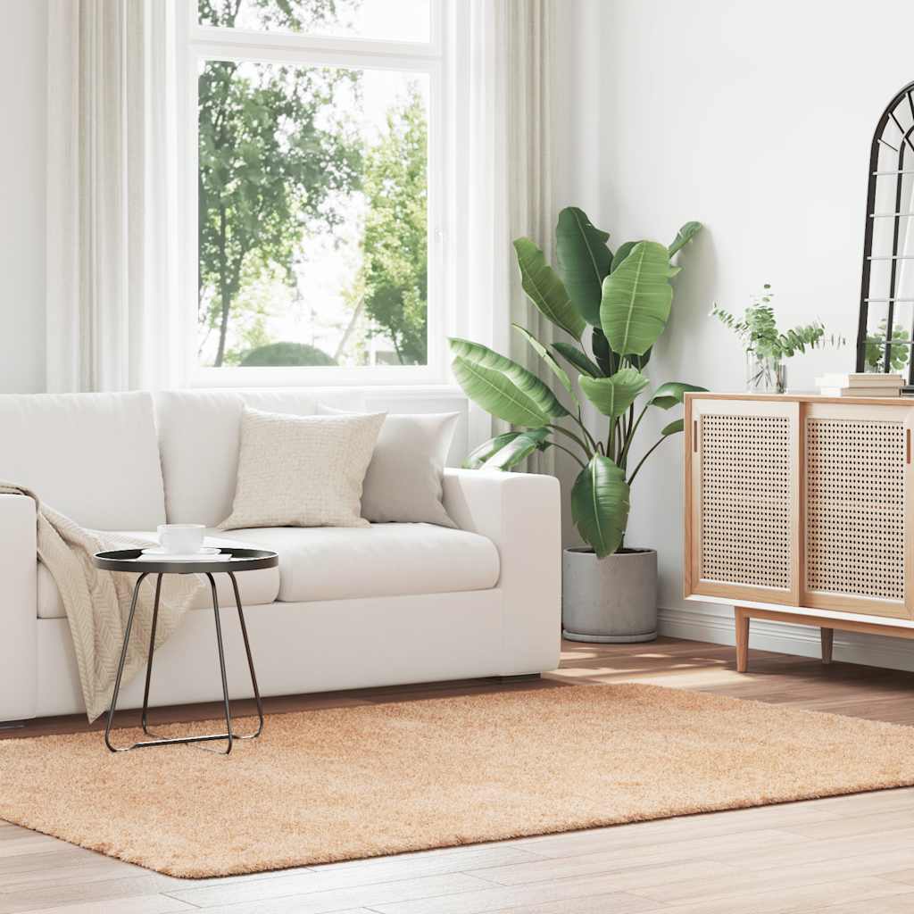 Tappeto Shaggy a Pelo Lungo NAVARRA Beige 160x230 cm poliestere - homemem39