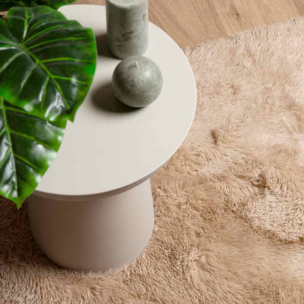 Tappeto Shaggy a Pelo Lungo NAVARRA Beige 160x160 cm poliestere - homemem39