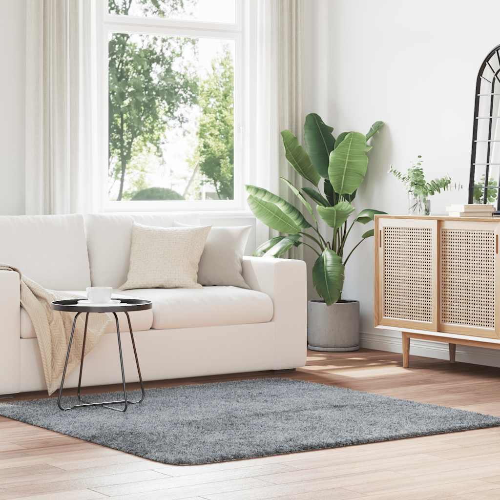 Tappeto Shaggy a Pelo Lungo NAVARRA Grigio Chiaro 160x160 cm