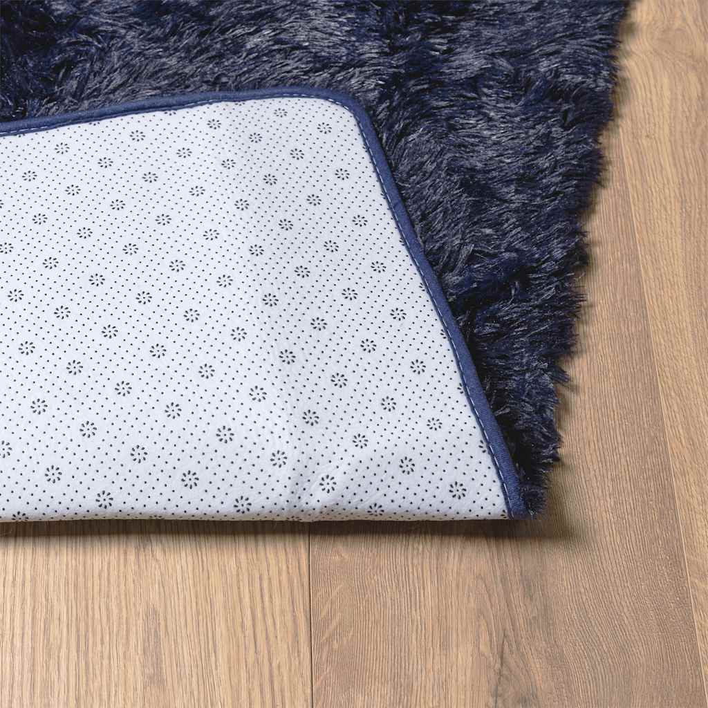 Tappeto Shaggy a Pelo Lungo NAVARRA Blu Marino 160x160 cm - homemem39
