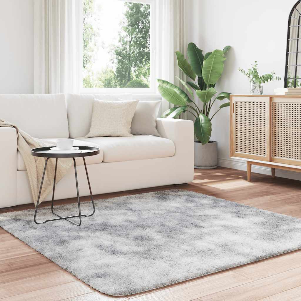 Tappeto Shaggy a Pelo Lungo NAVARRA Grigio Argento 160x160cm - homemem39