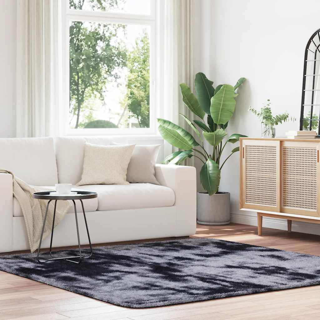 Tappeto Shaggy a Pelo Lungo NAVARRA Grigio Scuro 200x200 cm