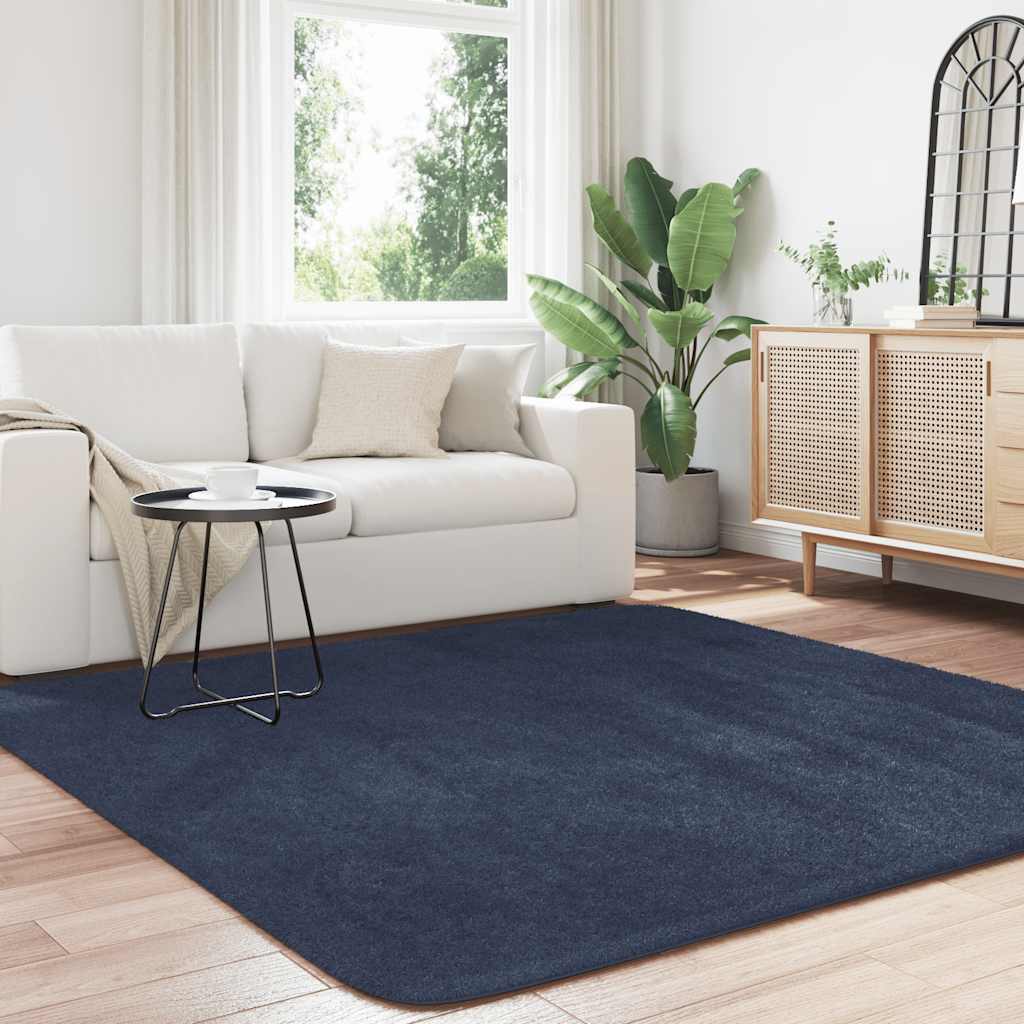Tappeto Shaggy a Pelo Lungo NAVARRA Blu Marino 200x200 cm - homemem39