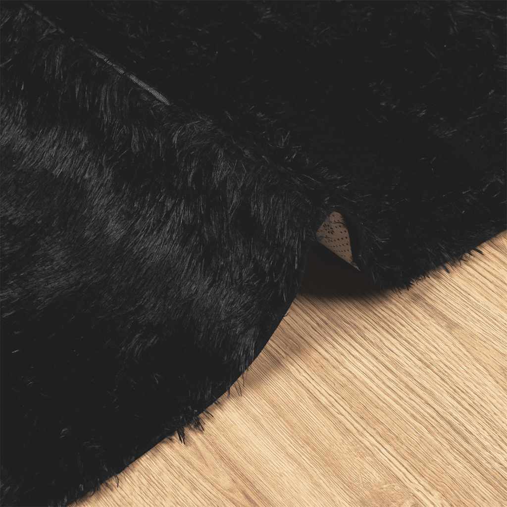 Tappeto Shaggy a Pelo Lungo NAVARRA Nero 240x240 cm poliestere - homemem39