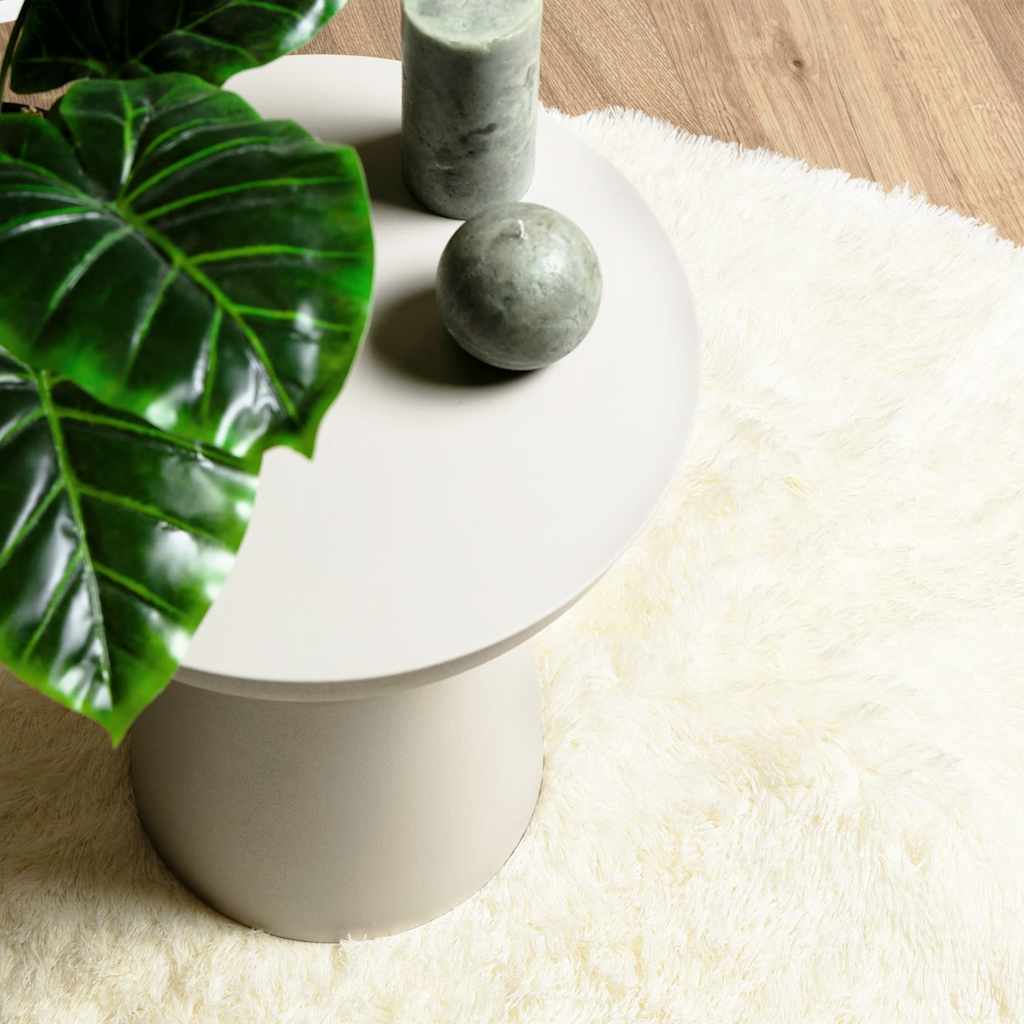 Tappeto Shaggy a Pelo Lungo NAVARRA Crema 100x100 cm poliestere - homemem39