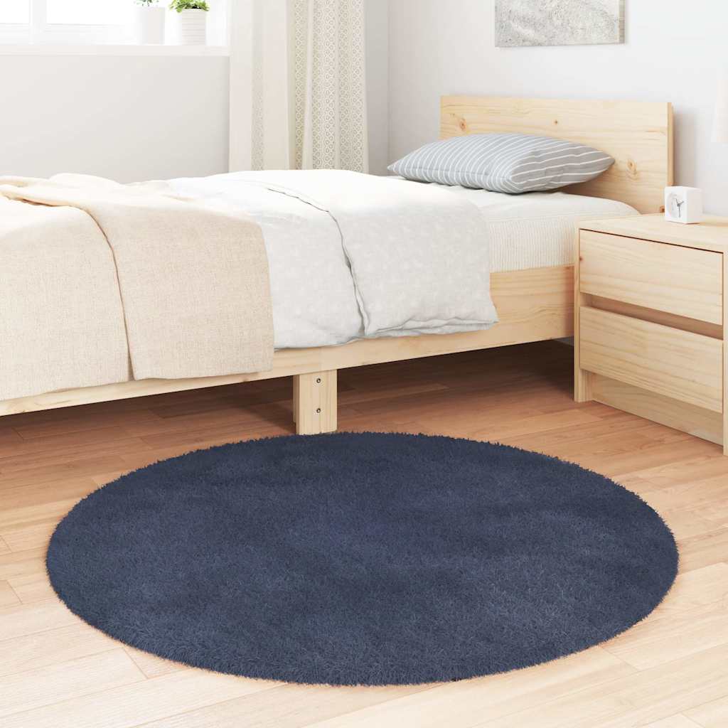 Tappeto Shaggy a Pelo Lungo NAVARRA Blu Marino 100x100 cm | homemem39