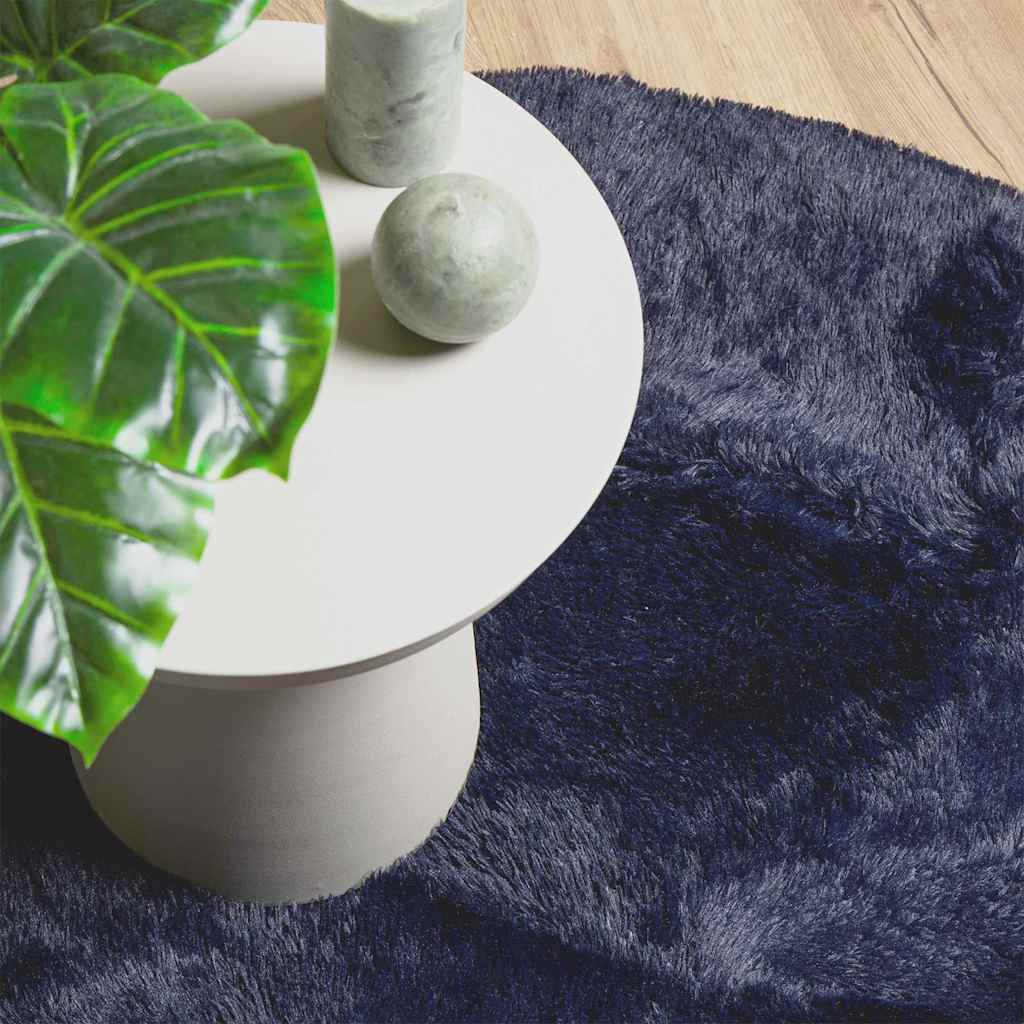 Tappeto Shaggy a Pelo Lungo NAVARRA Blu Marino 100x100 cm | homemem39