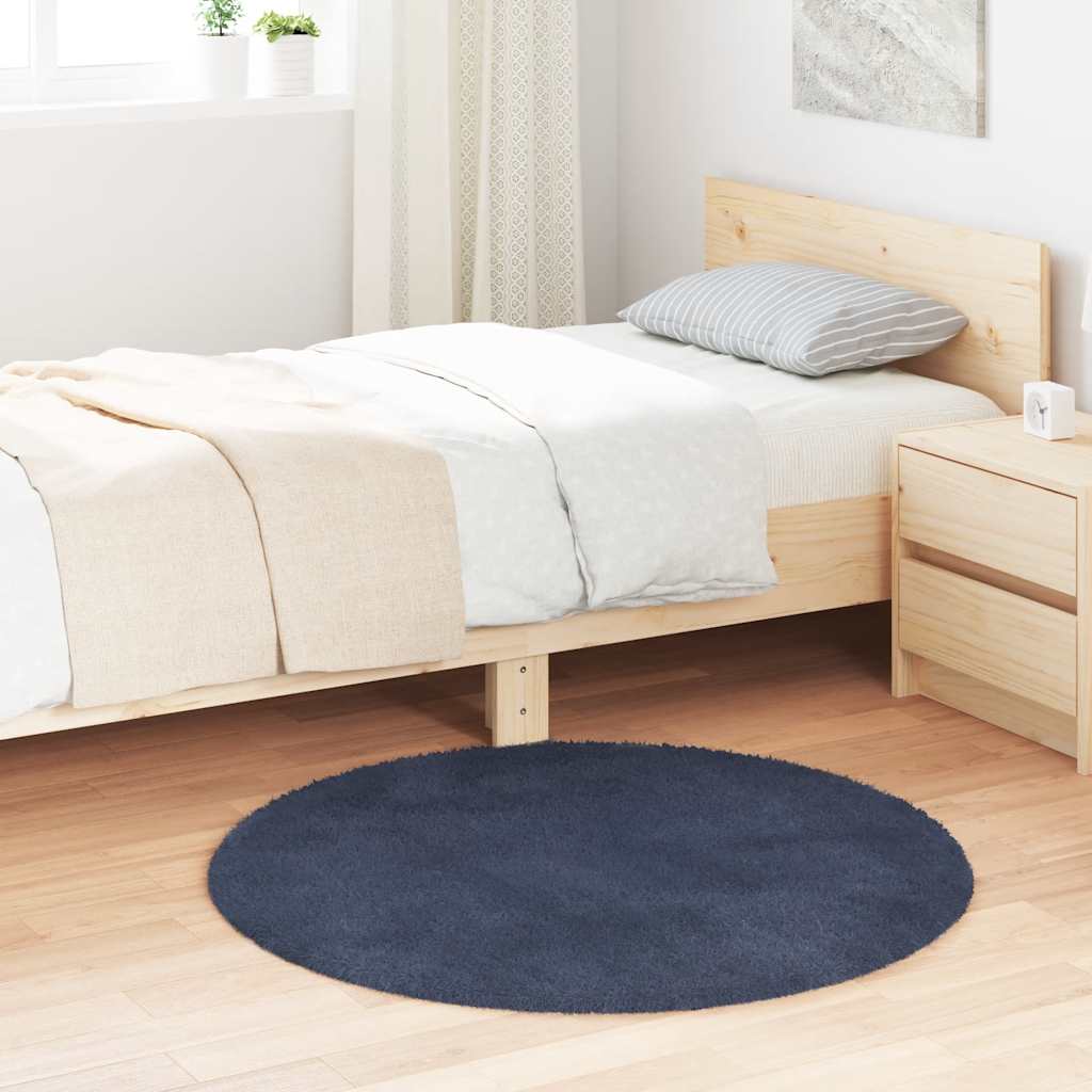 Tappeto Shaggy a Pelo Lungo NAVARRA Blu Marino 100x100 cm | homemem39