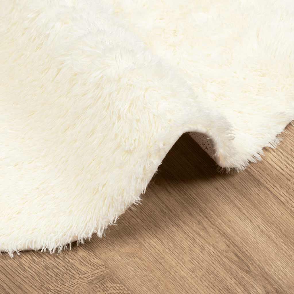 Tappeto Shaggy a Pelo Lungo NAVARRA Crema 120x120 cm poliestere - homemem39