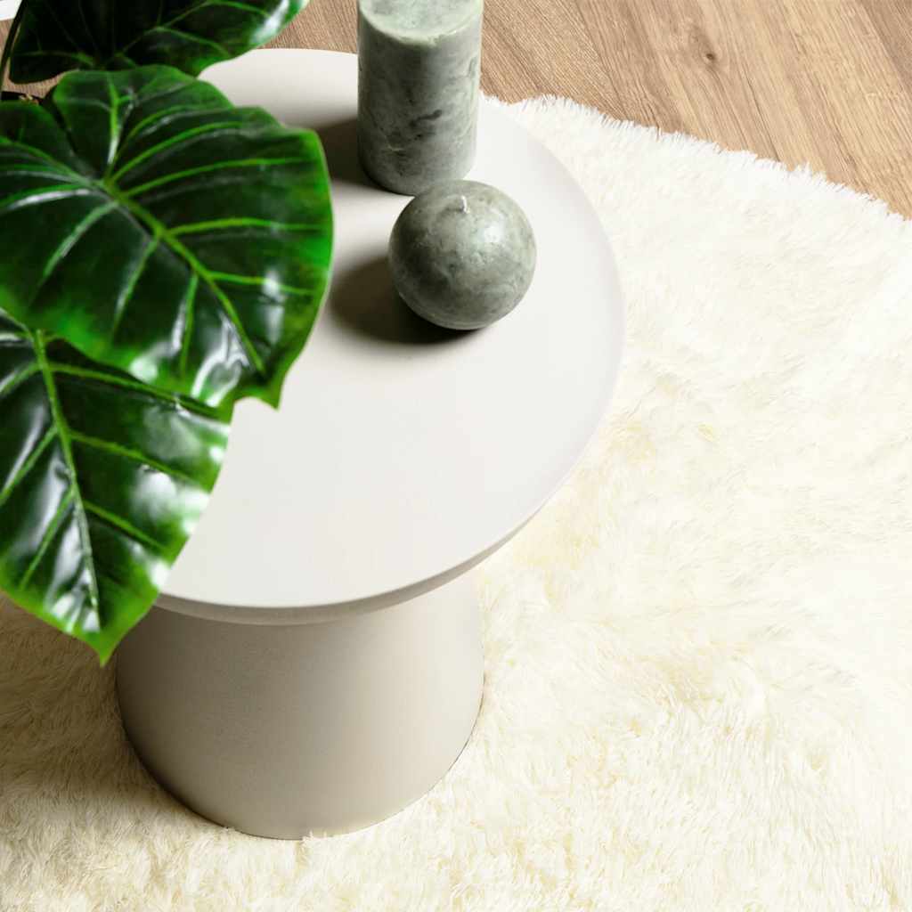 Tappeto Shaggy a Pelo Lungo NAVARRA Crema 120x120 cm poliestere - homemem39