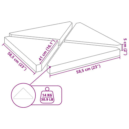 Piastre per Parasole 4 pz in Granito Triangolare 14 kg Grigio