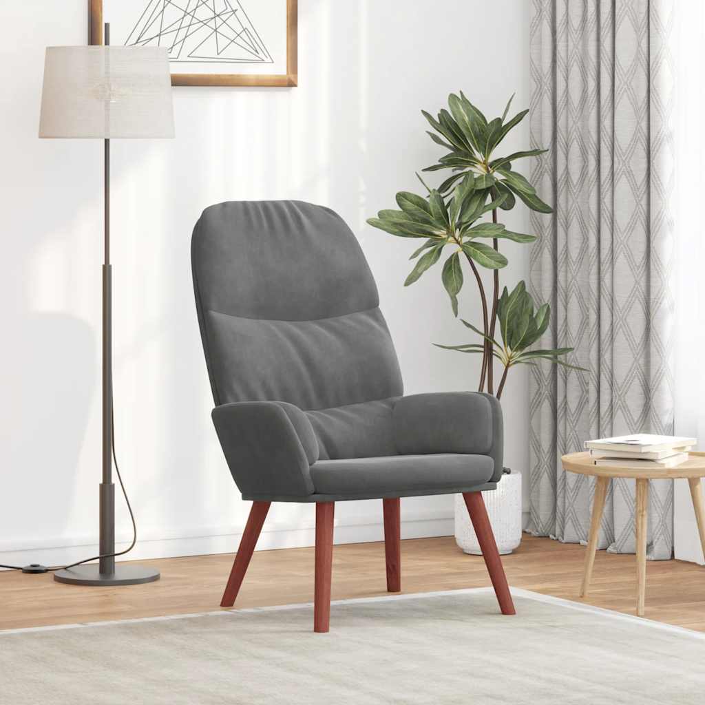 Sedia Relax Grigio Scuro in Velluto | homemem39