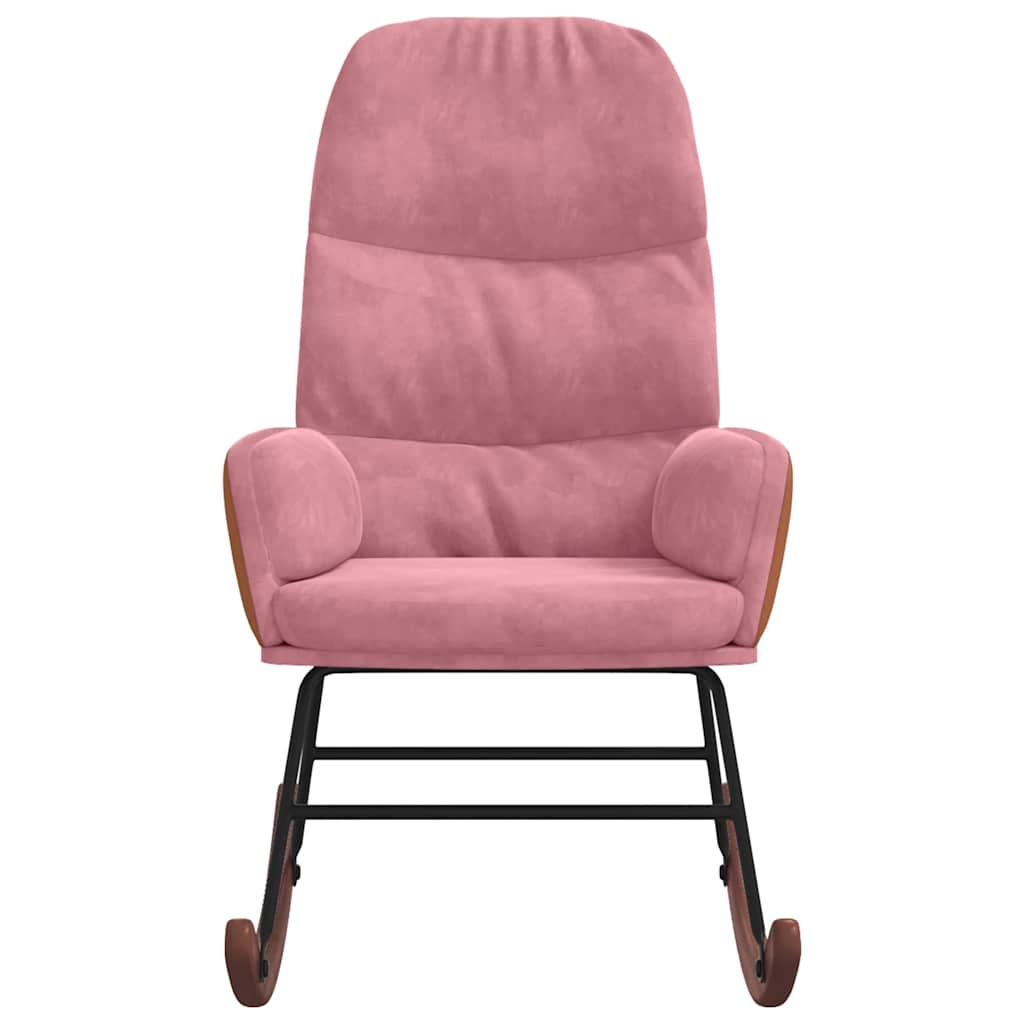 Sedia a Dondolo Rosa in Velluto