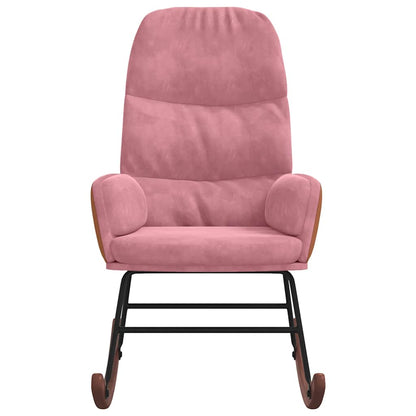 Sedia a Dondolo Rosa in Velluto