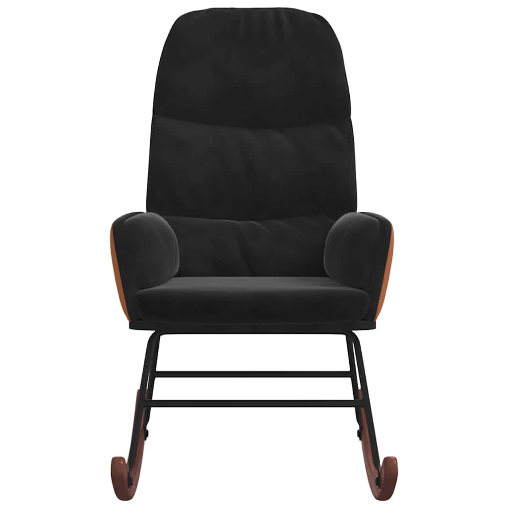 Sedia a Dondolo Nera in Velluto - homemem39
