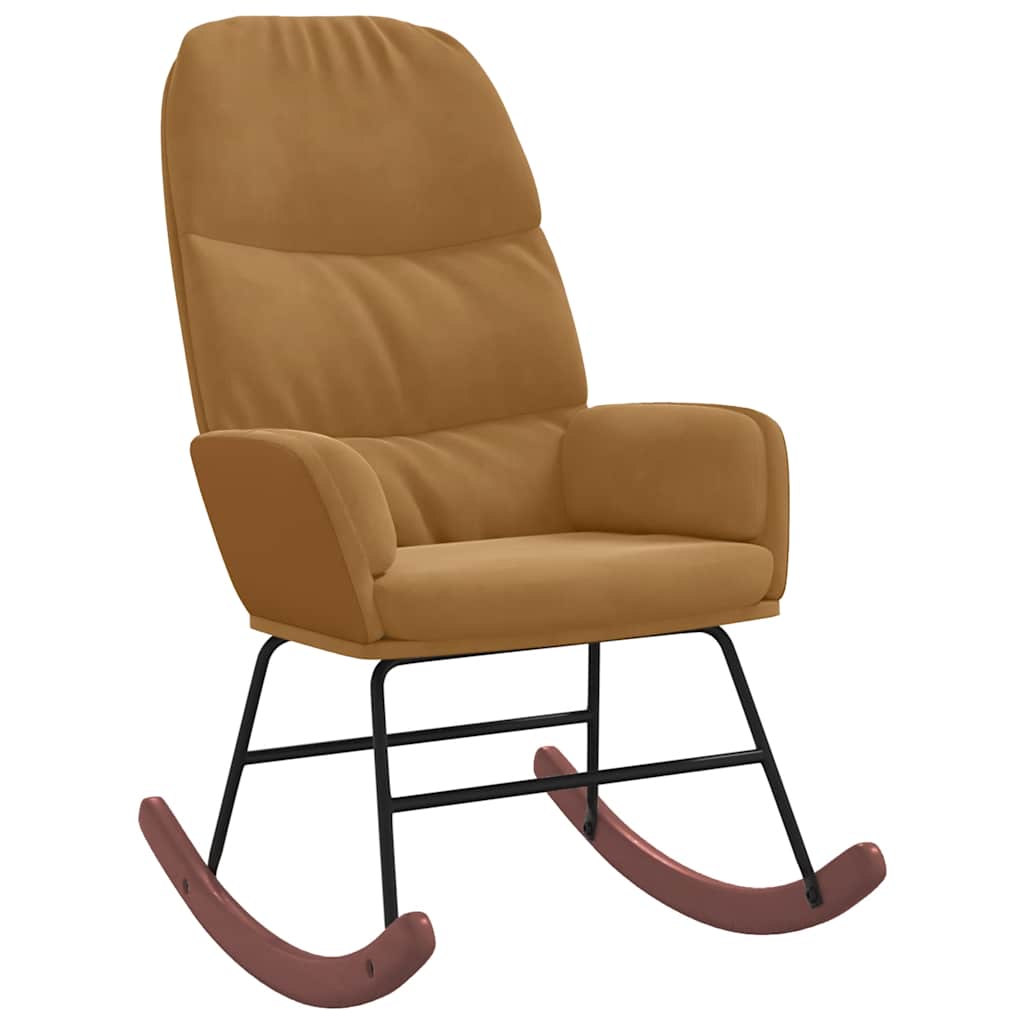 Sedia a Dondolo Marrone in Velluto