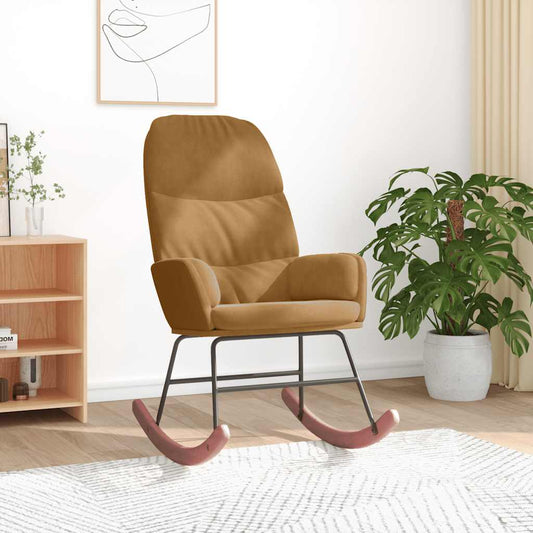 Sedia a Dondolo Marrone in Velluto