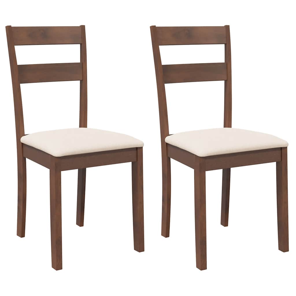 Sedie da Pranzo con Cuscini 2pz Marrone Legno Massello di Hevea | homemem39