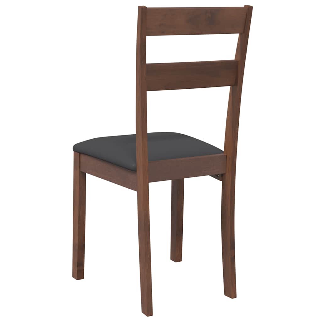 Sedie da Pranzo con Cuscini 2pz Marrone Legno Massello di Hevea
