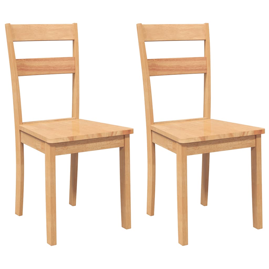 Sedie da Pranzo 2 pz Naturale in Legno Massello di Hevea | homemem39