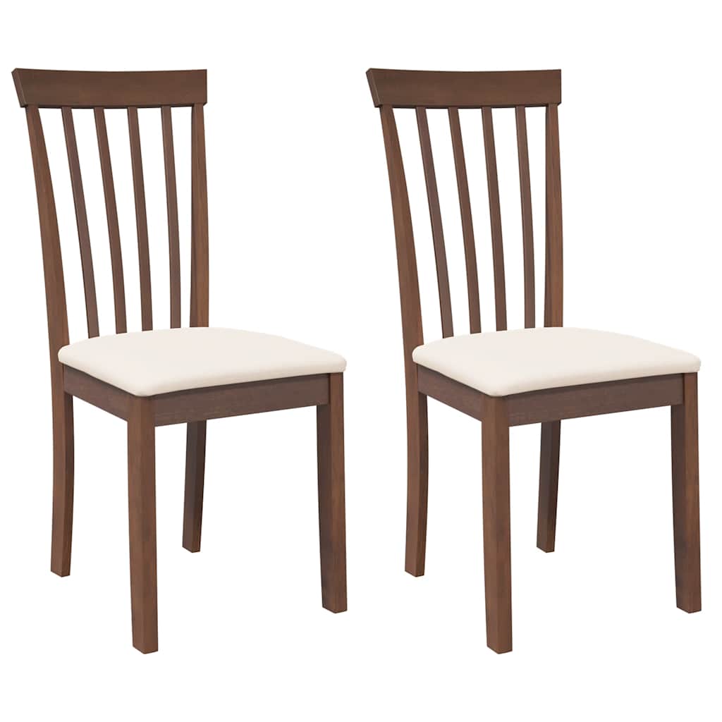 Sedie da Pranzo con Cuscini 2pz Marrone Legno Massello di Hevea | homemem39