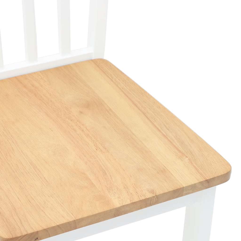 Sedie da Pranzo 2 pz Bianche in Legno Massello di Hevea | homemem39