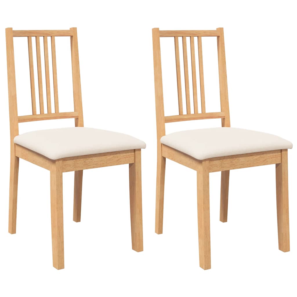 Sedie da Pranzo con Cuscini 2 pz Naturale Legno Massello Hevea | homemem39