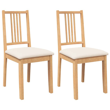 Sedie da Pranzo con Cuscini 2 pz Naturale Legno Massello Hevea | homemem39