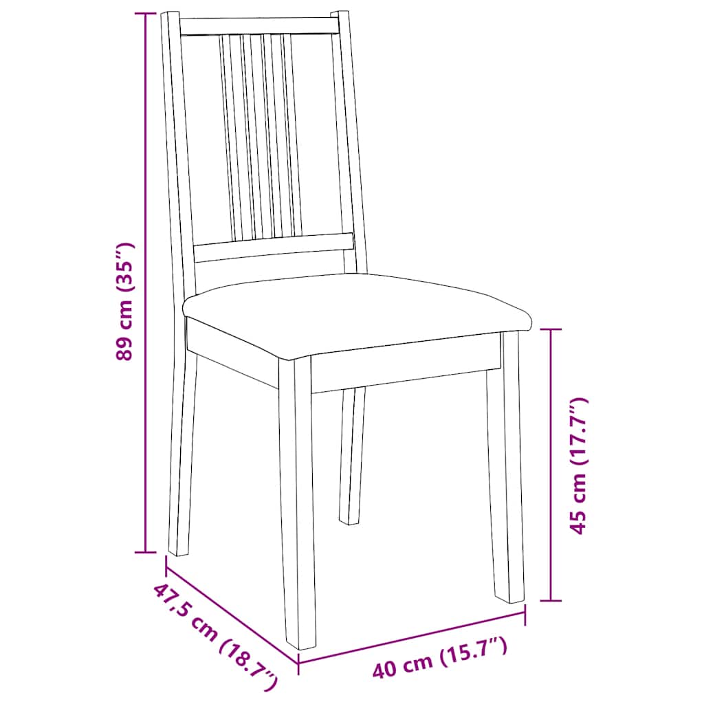 Sedie da Pranzo con Cuscini 2 pz Naturale Legno Massello Hevea | homemem39