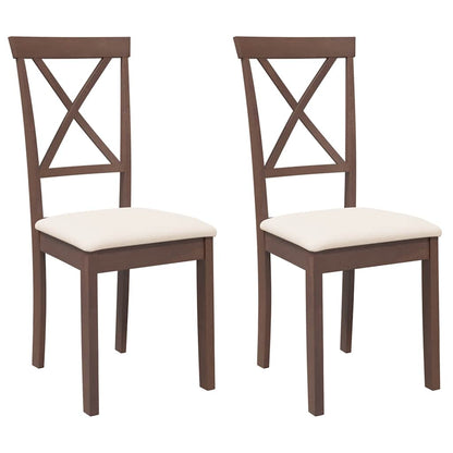 Sedie da Pranzo con Cuscini 2pz Marrone Legno Massello di Hevea | homemem39