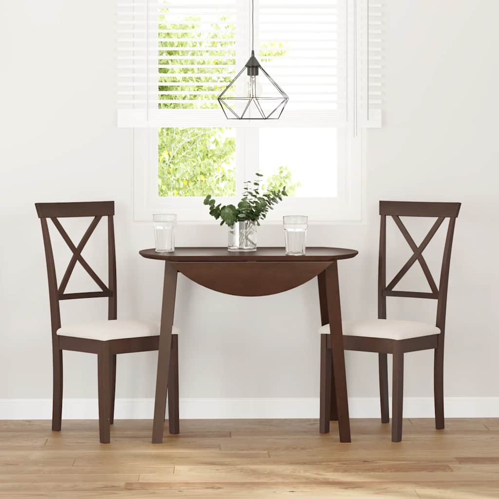 Sedie da Pranzo con Cuscini 2pz Marrone Legno Massello di Hevea | homemem39
