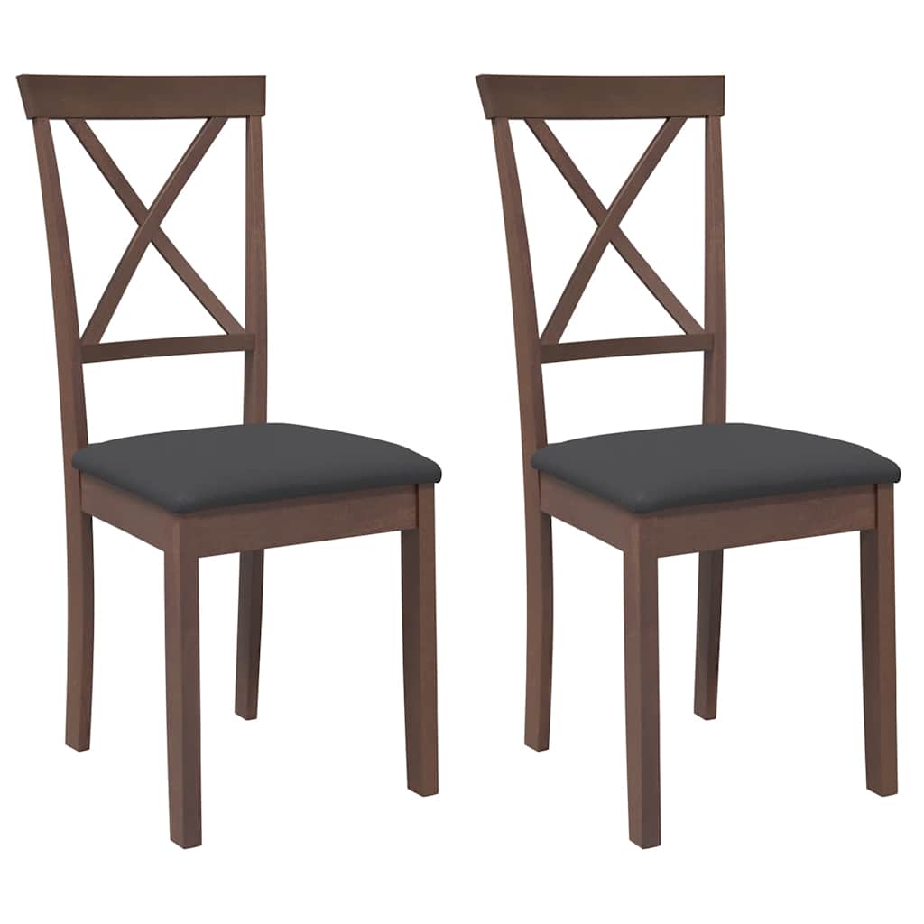 Sedie da Pranzo con Cuscini 2pz Marrone Legno Massello di Hevea | homemem39