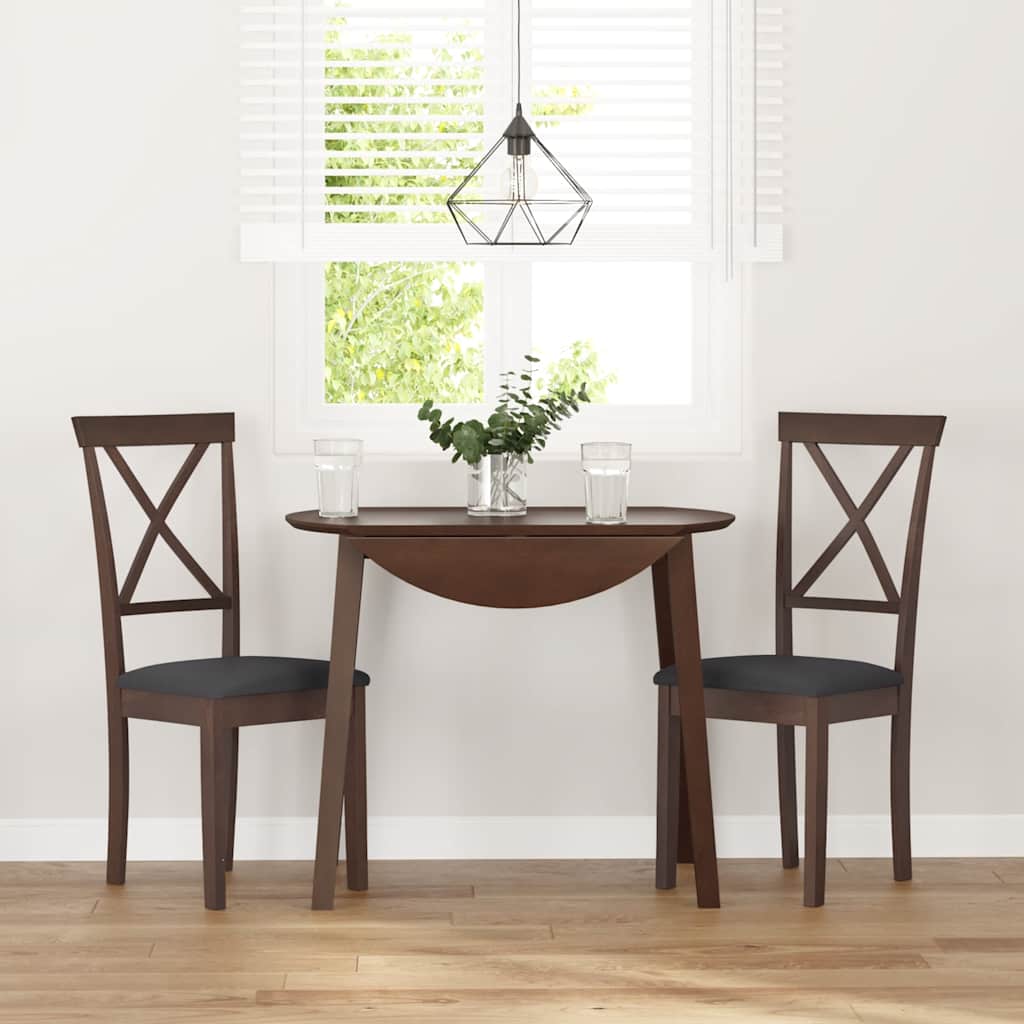 Sedie da Pranzo con Cuscini 2pz Marrone Legno Massello di Hevea | homemem39