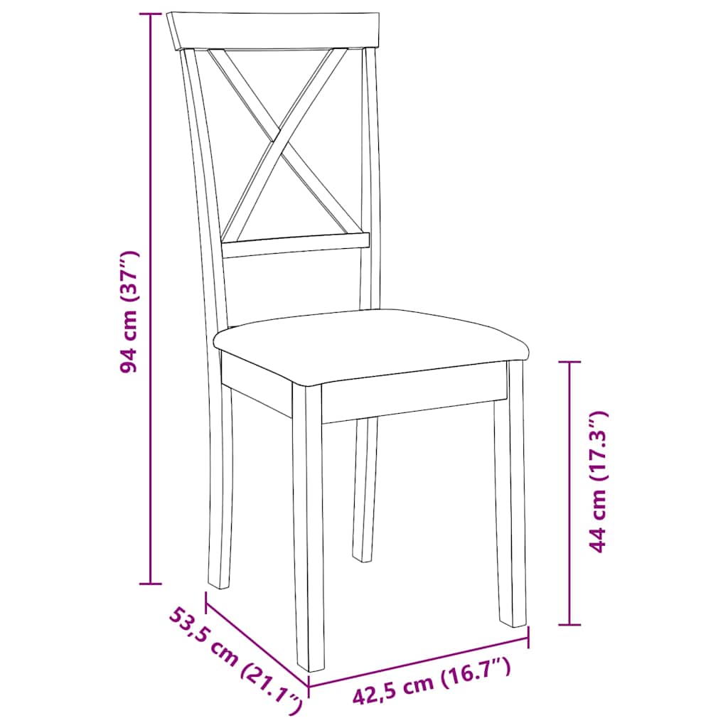 Sedie da Pranzo con Cuscini 2pz Marrone Legno Massello di Hevea | homemem39