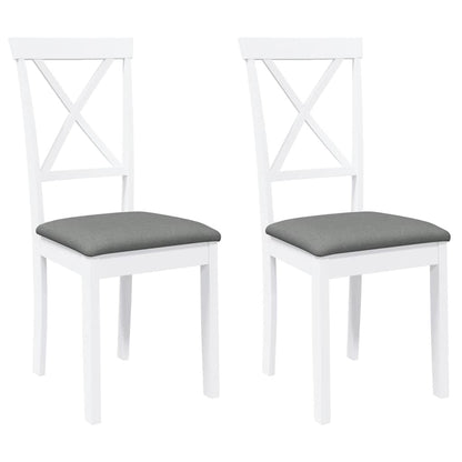 Sedie da Pranzo con Cuscini 2 pz Bianco Legno Massello di Hevea | homemem39