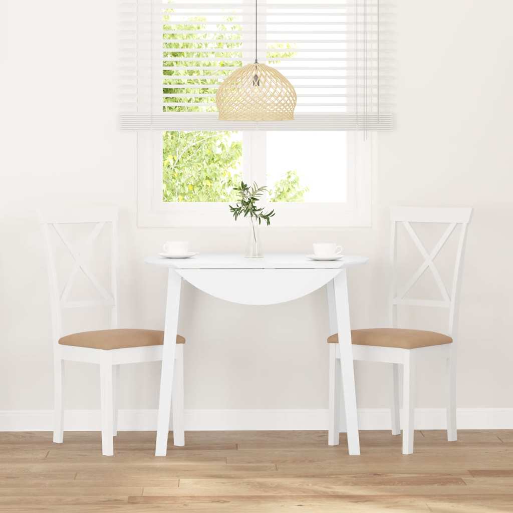 Sedie da Pranzo con Cuscini 2 pz Bianco Legno Massello di Hevea | homemem39